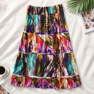 0220 NWT Size Medium Chaudry KC boho chic tie dye effect midi skirt.